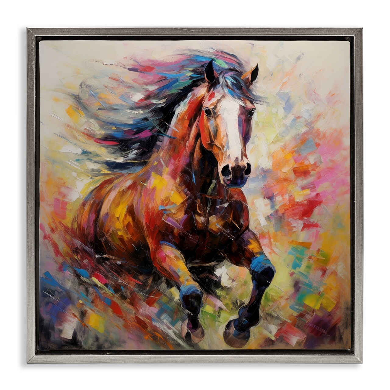Stupell Industries Vivid Horse Galloping Framed Floater Canvas Wall Art